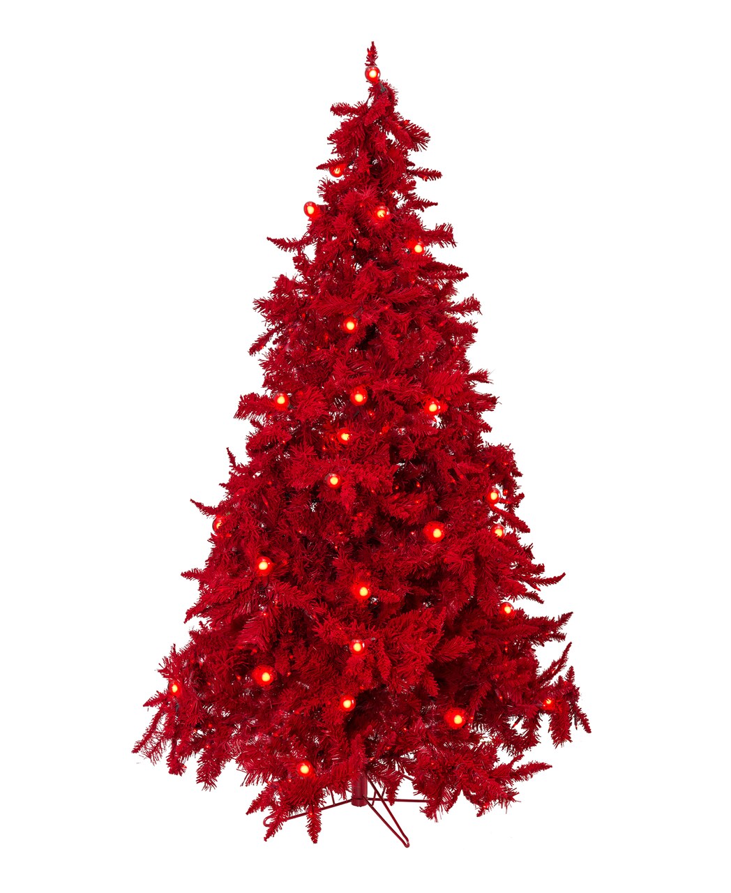 Perfect Holiday Pre-lit Ruby Red Flocked Christmas Tree